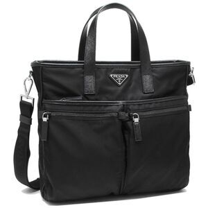 Prada Business Bag Shoulder Bag Renylon Saffiano Black